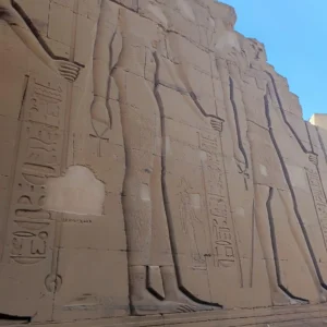 Incisioni e rilievi sul muro del Tempio di Edfu durante il tour in giornata a Edfu e Kom Ombo con partenza da Luxor