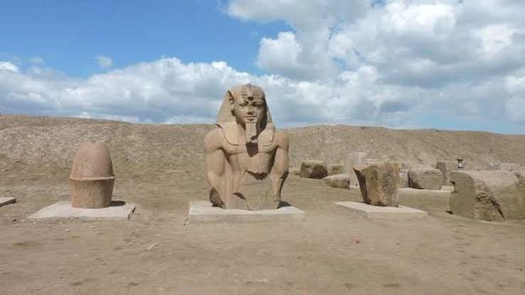 Sfinge scolpita tra le rovine di Tanis, meta dell’escursione in giornata dal Cairo